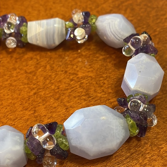 Ross Simons Blue/Purple Agate Quartz Necklace Choker - Picture 14 of 16